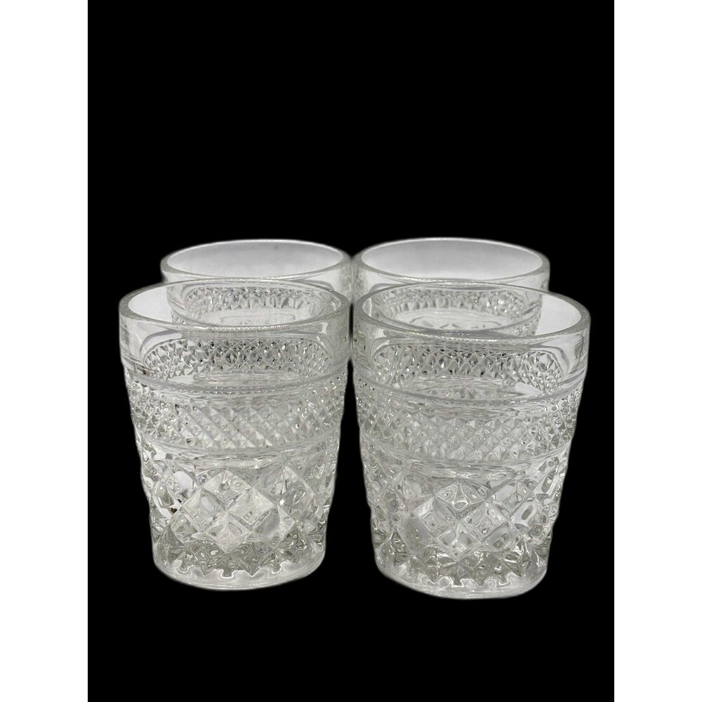 Vintage Set Of Four Anchor Hocking Wexford Pattern Old Fashioned Lowball Glasses
